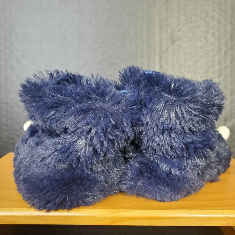 Carters Baby Size XS 3/4 (3-12 Mos) Blue Furry Monster Feet Slippers EXCELLENT